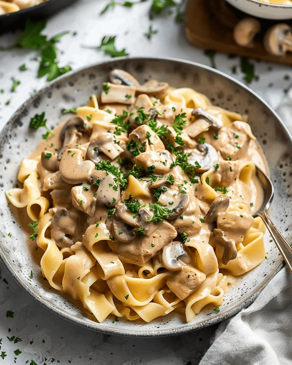 Easy One-Pan Chicken Stroganoff with Creamy Mushroom Sauce